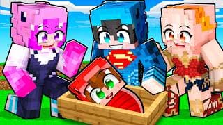 Adoptado por FAMILIA DE SUPERHEROES en Minecraft!