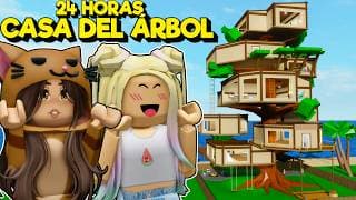 24 HORAS en la CASA del ÁRBOL de Brookhaven Roblox con Mandarina