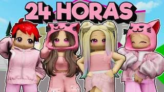 24 HORAS en un MUNDO ROSA con el TEAM en Brookhaven Roblox