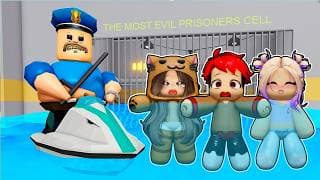 Escapamos de la PRISIÓN de BARRY BAJO EL AGUA en Roblox con LYNA Y MANDARINA BEBÉS