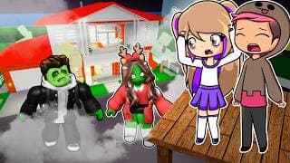 Construimos una BASE EN EL CIELO para ESCONDERNOS del ATAQUE ZOMBIE en Brookhaven Roblox