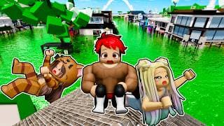 SOBREVIVIMOS A LA PEOR INUNDACIÓN CON TORMENTA EN BROOKHAVEN ROBLOX con LYNA Y MANDARINA